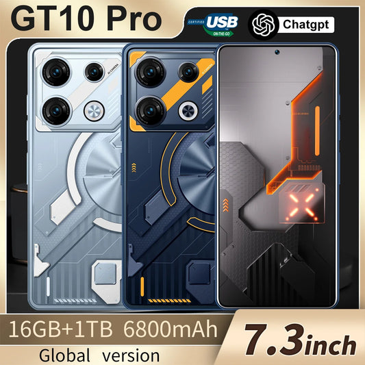 2024 Global Version Cellphones GT10 Pro 5G Smartphone 7.3" HD 108MP Dual SIM 16GB+1TB Android 13 Mobile Phone - tonyfinger store