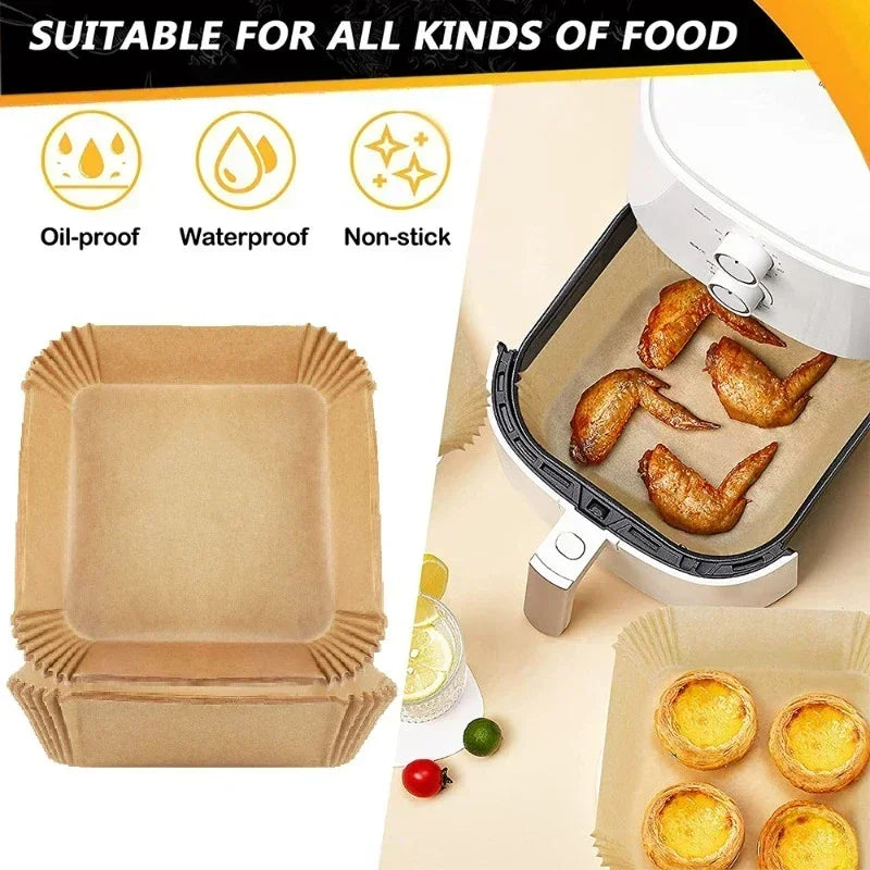 50PCS Disposable Air Fryer Paper Liner Non-Stick Special Baking Paper Tray for Microwave Ovens Oil-proof Mat Baking Accessories