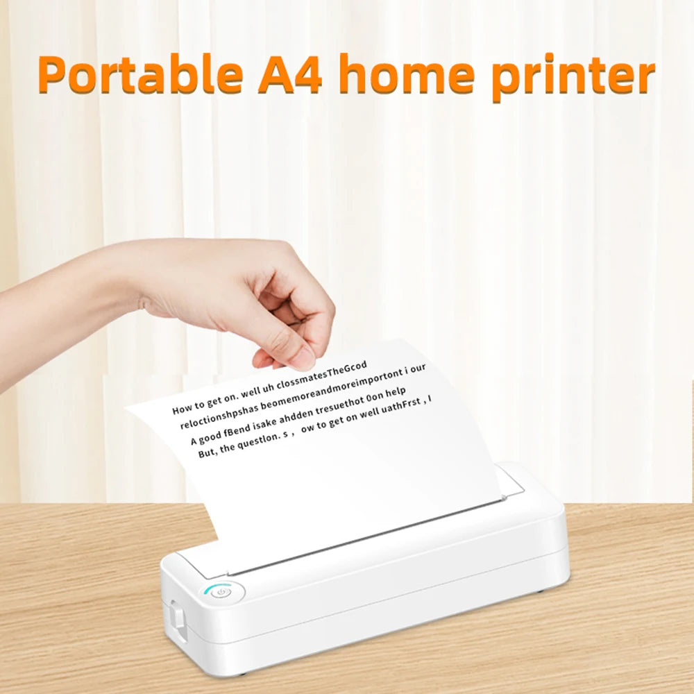 A4 Paper Printer Thermal Printing Wireless BT Connect Compatible with iOS and Android Mobile Photo Printer Support 210mm Wide