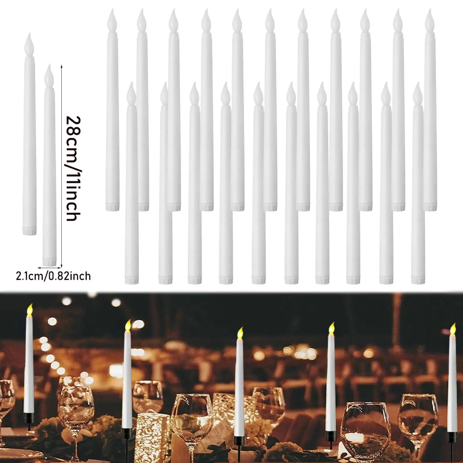 12-120Pcs Flameless LED Taper Candles | Flickering 3D Wick Battery Operated | Wedding, Party & Home Décor | Safe for Kids & Pets | tonyfinger store