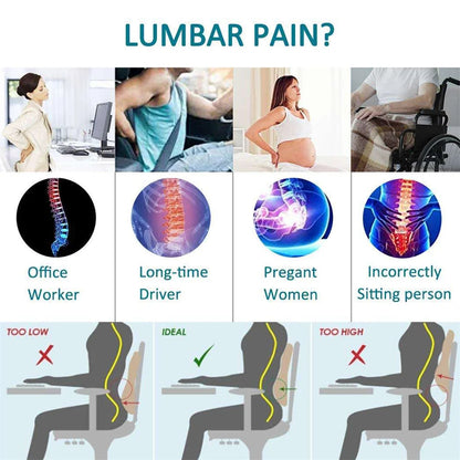 Lumbar Support Pillow Memory Foam Relieve Back Pain Car Seat Waist Cushion Soft Comfortable For Office Home Car