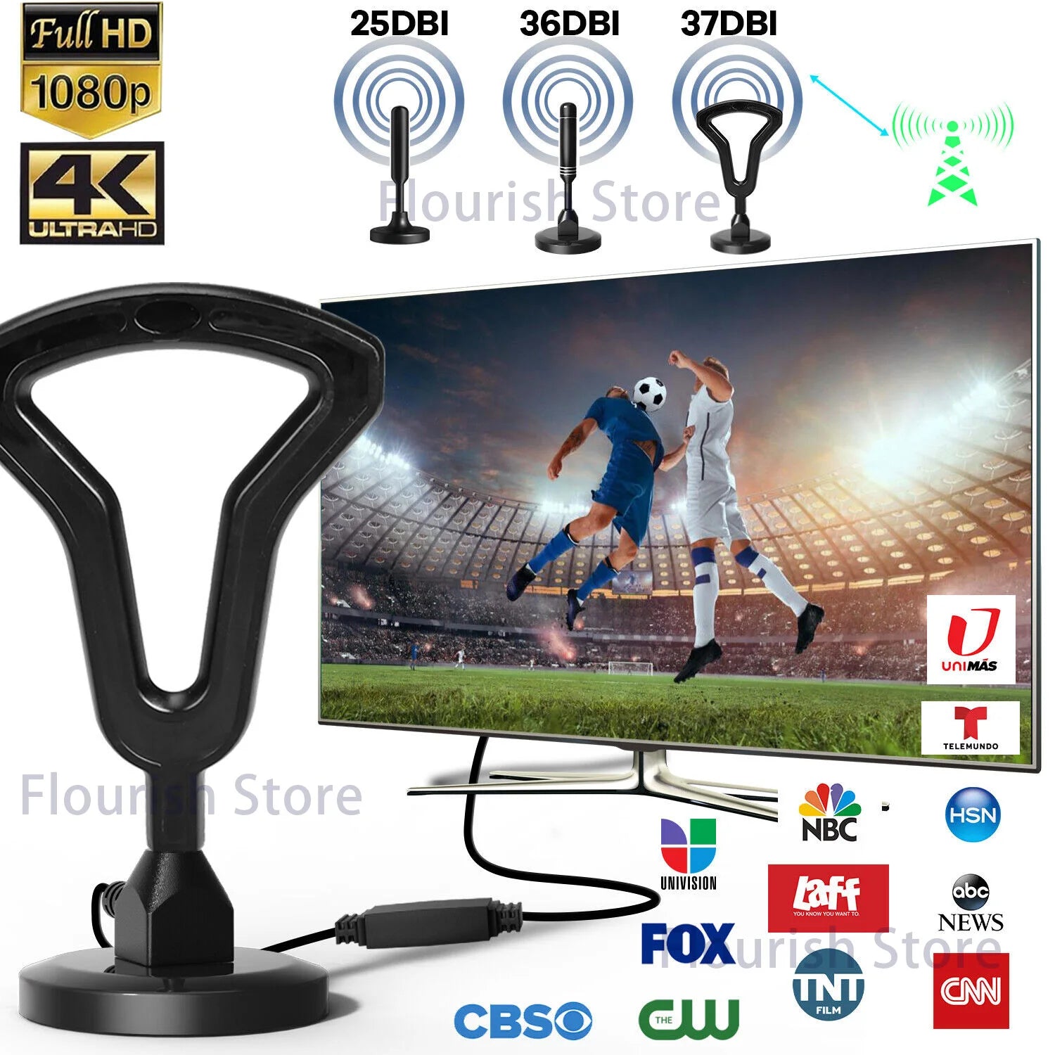 6000 Miles 36DBI Upgraded TV Antenna | Digital HD Indoor HDTV 1080P 4K Antenna with Magnetic Base | tonyfinger store