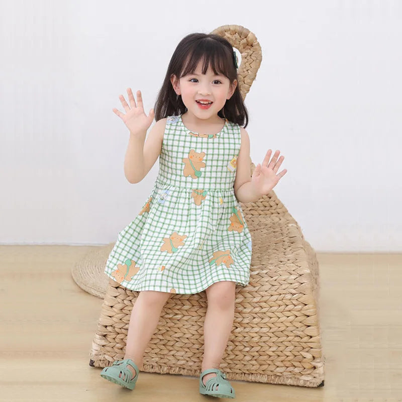 Cotton Summer Flower Dress for Girls - Sleeveless Princess Party Outfit