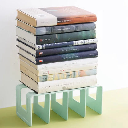 4 Grid Bookends Stand Little Fresh Bookshelf Students Stationery Office Supplies Sturdy Book Storage Rack Desktop Decor Girls