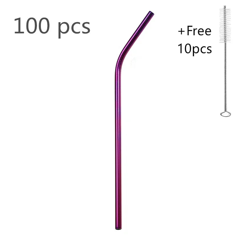 100pcs Reusable 304 Stainless Steel Straws | Colorful Eco-Friendly Metal Drinking Straws for Bar & Party | tonyfinger store