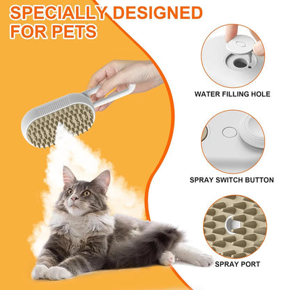 Pet Steamy Brush Electric Spray Cat Hair Brush 3 in1 Steamer Brush for Dog Massage Removing Grooming Supplies Pets Accessories