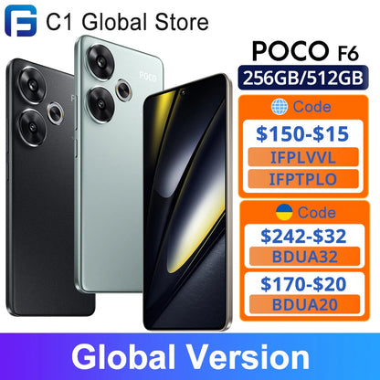 POCO F6 5G Global Version Smartphone 50MP camera system with OIS 120Hz Flow AMOLED display 90W charging Snapdragon 8s Gen 3