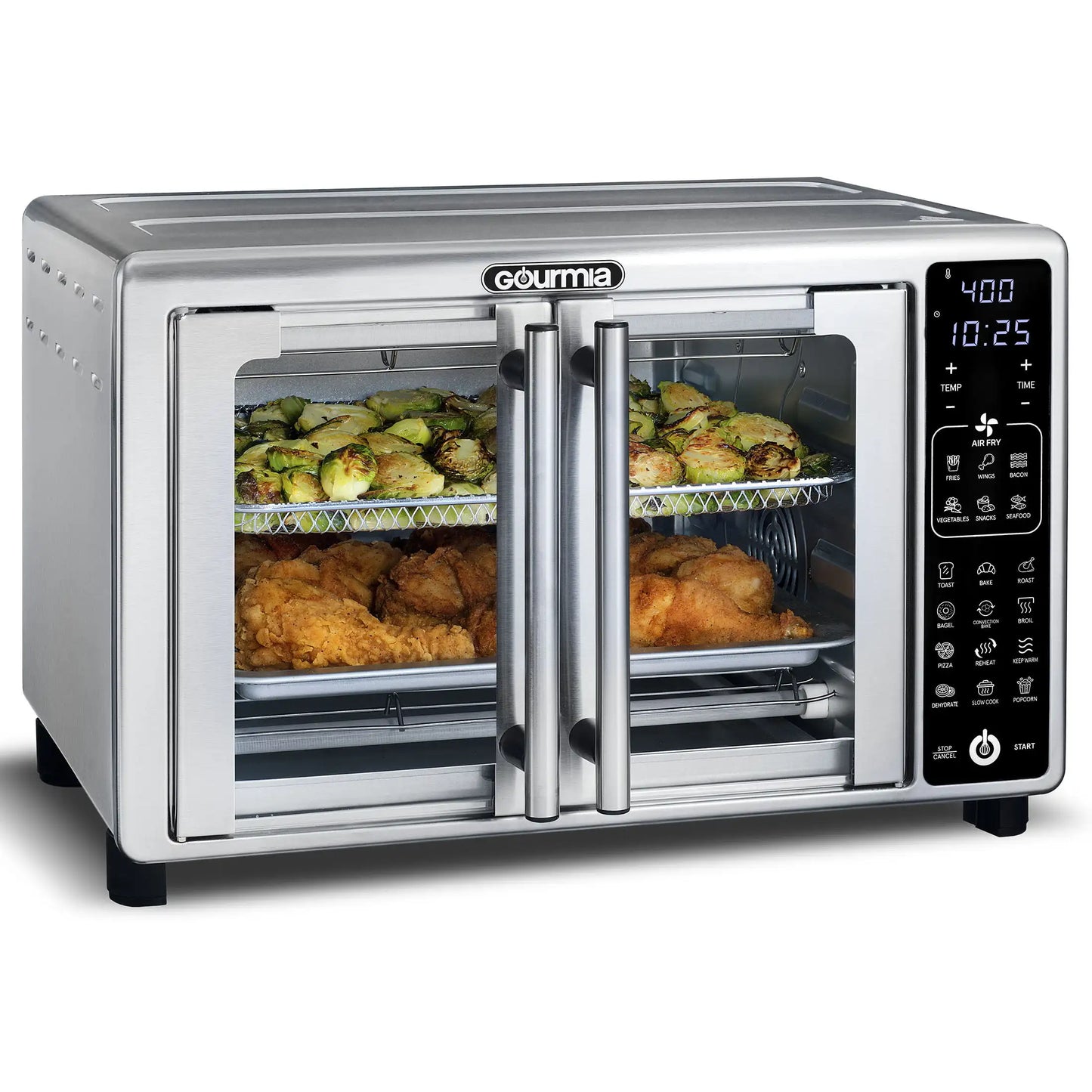 6-Slice Digital Air Fryer Toaster Oven - 19 Presets, Stainless Steel, USA