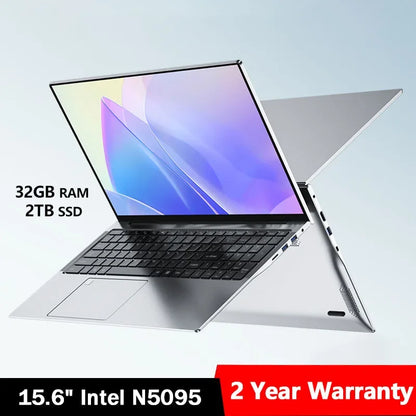 MaiChai Laptop 15.6"Intel Celeron N5095 notebook gamer 32GB RAM 2TB SSD 1920*1080 Resolution Office Study PC Computer Windows 11