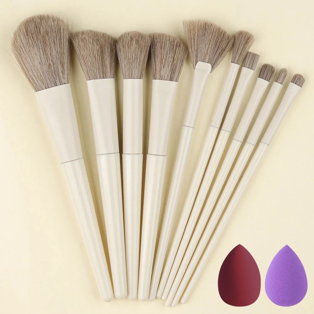 10/13PCS Fluffy Soft Makeup Brushes Set - Eye Shadow, Blush, Highlighter, Foundation & Contour | Tonyfinger Store