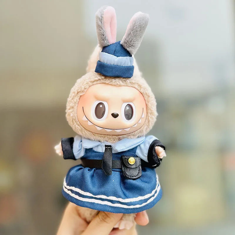 17cm Labubu Doll with Cute Clothes & Headgear | Cosplay Plush Cartoon Decor | Perfect Birthday Gift | tonyfinger store