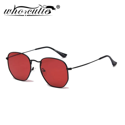 Update XL Hexagon Polarized Sunglasses Men Women Brand Design Retro Flat Top Red Lens Metal Frame Sun Glasses Shades Female S459