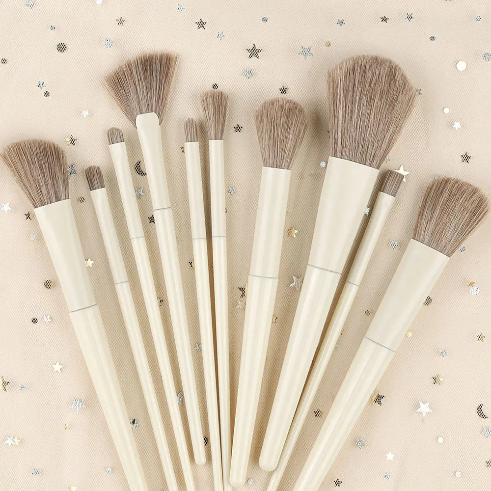 10/13PCS Fluffy Soft Makeup Brushes Set: Eye Shadow, Blush, Highlighter, Foundation, Contour