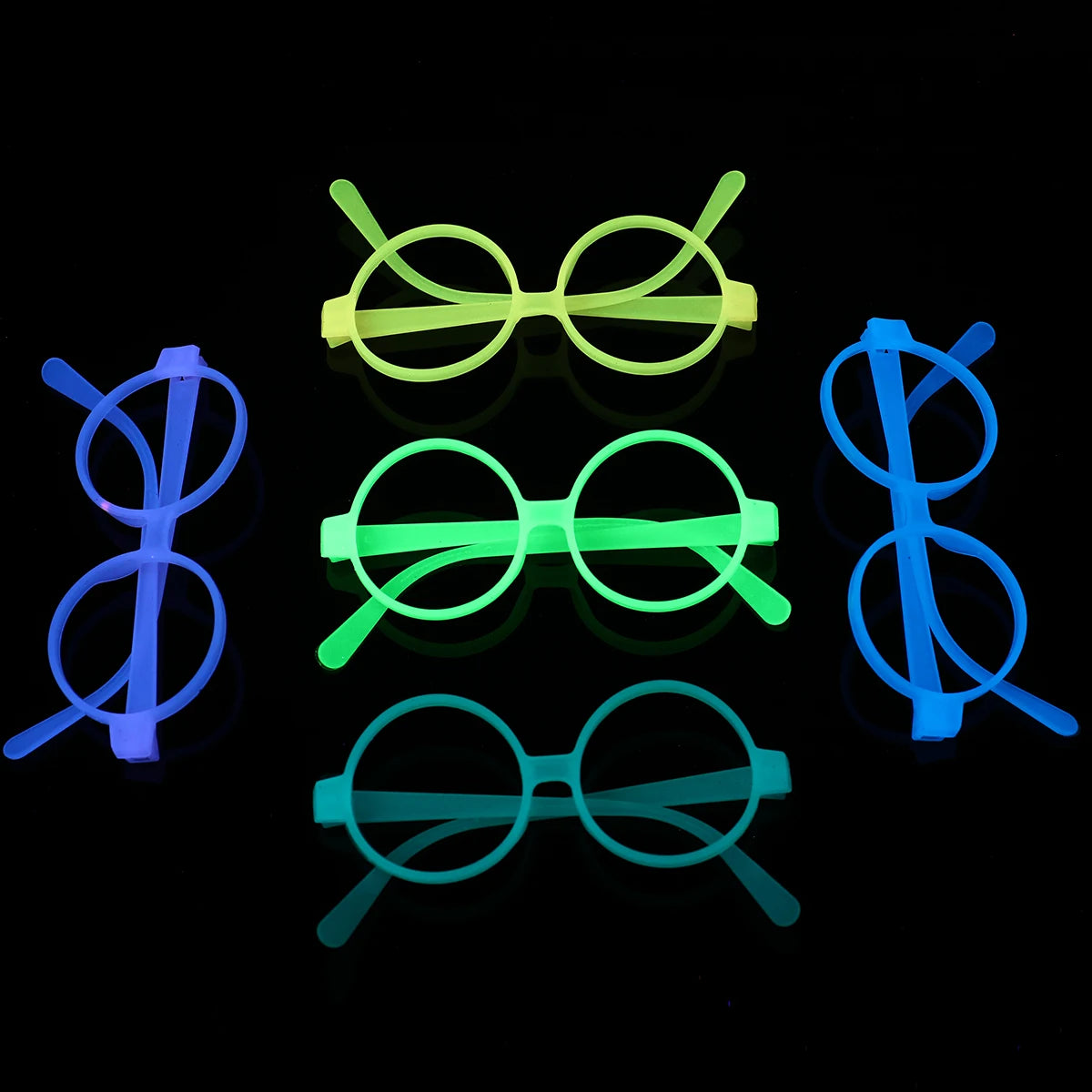 5pcs Solar-Powered Glow-in-the-Dark Glasses - Neon Party Favors for Kids & Adults