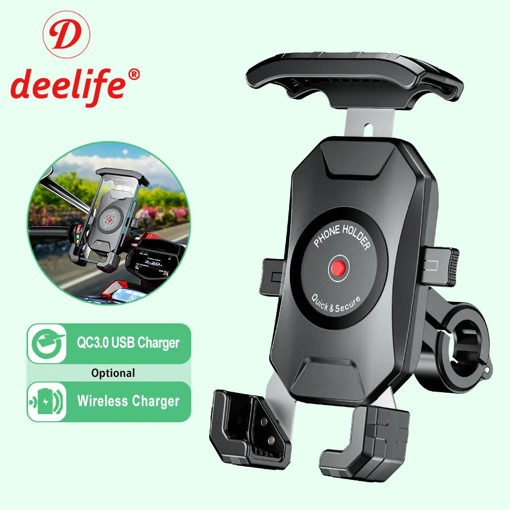 Deelife Motorcycle Phone Holder for Moto Support Telephone Mobile Stand Mount Wireless Chargers Motor Bike Cellphone Bracket