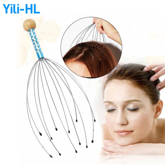 Head Scalp Massager Octopus Scratcher Relax Massage Stick Metal with 12 Claws Instrument Head Hair Scratching Relaxation Tools