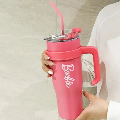 MINISO Barbie co-branded 1600ML large-capacity stainless steel water cup Thermal insulation to keep cold pink girls water bottle