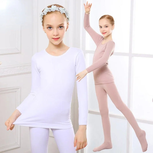 Girls Underwear Set Autumn Winter Fleece Warm Thermal Underwear for Kids Slim Dance Teen School Children Clothes Set 10 12 Years