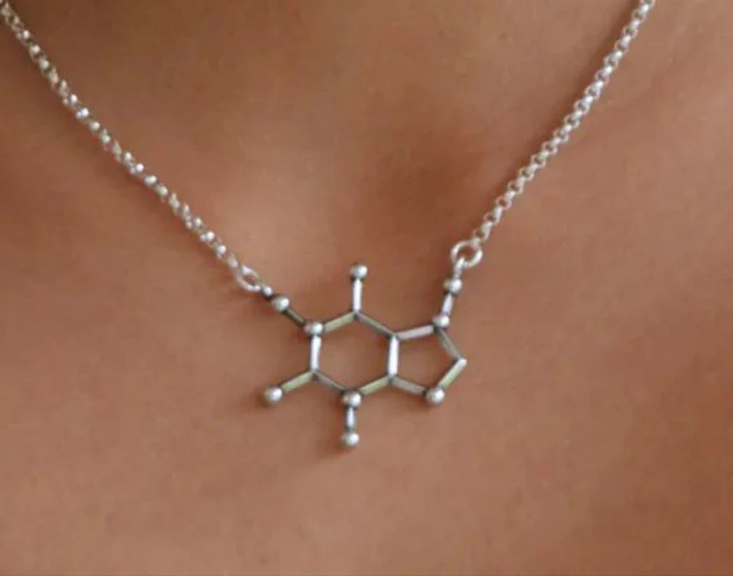 Unique Caffeine Molecule Structure Necklace