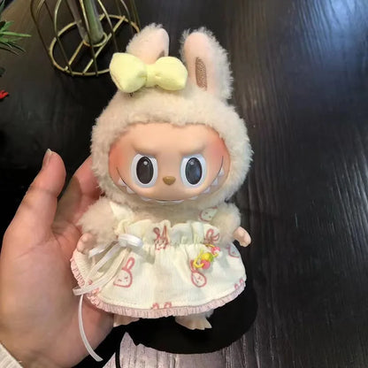 17cm Labubu Doll with Cute Clothes & Headgear | Cosplay Plush Cartoon Decor | Perfect Birthday Gift | tonyfinger store