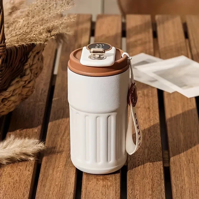 1pc Stainless Steel Travel Cup with Temperature Display | 15.22oz Vacuum Coffee Cup | Portable Thermos | Summer & Winter Birthday Gift | tonyfinger store