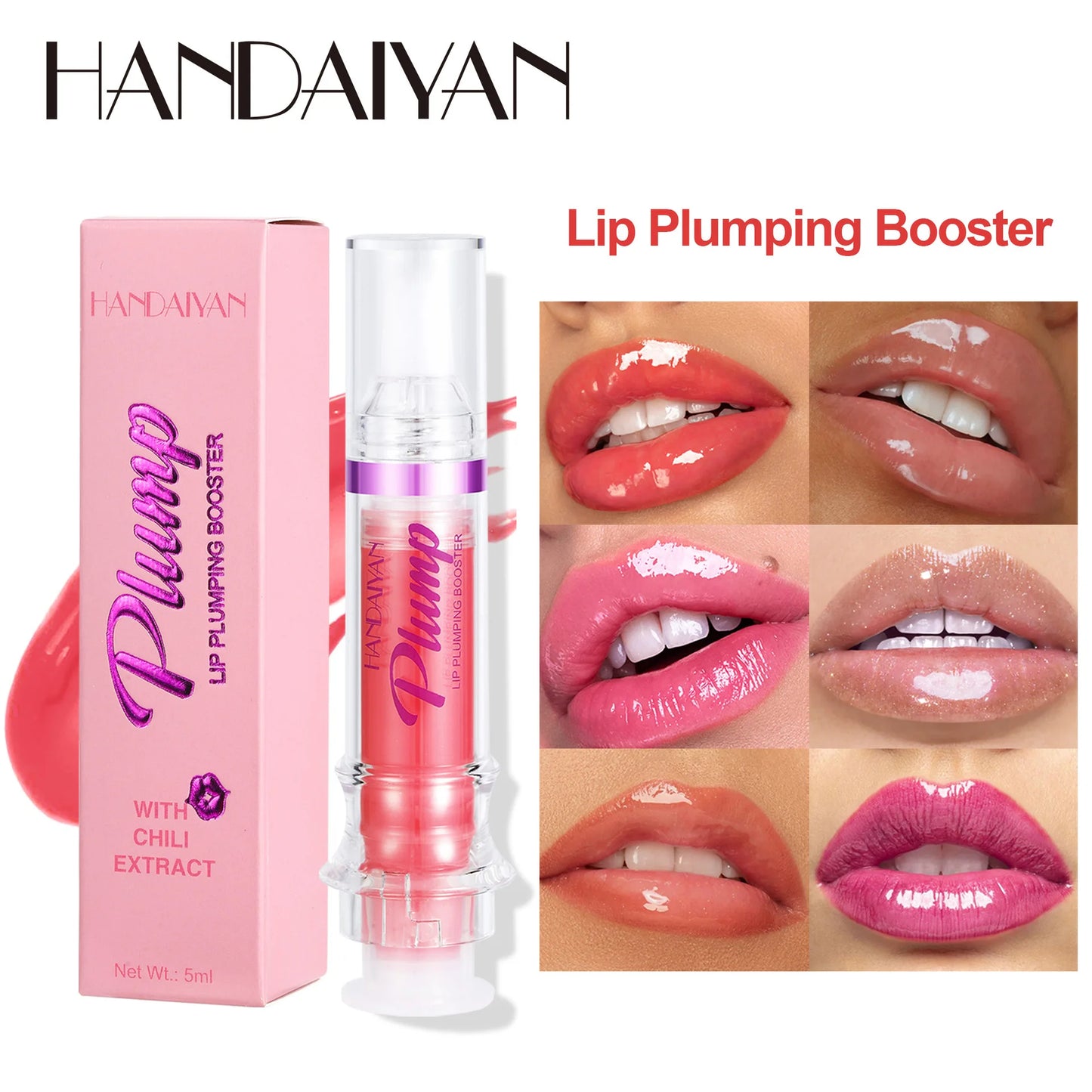 Handaiyan Lip Plumping Glitter Lipstick - Waterproof & Moisturizing