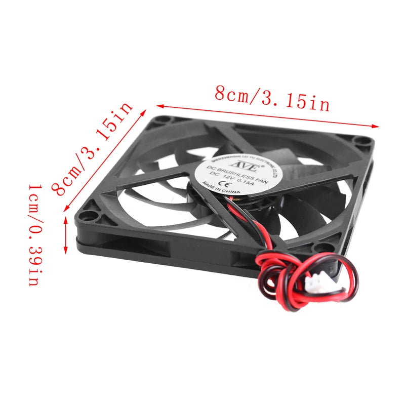 Silent 80mm 12V DC Brushless CPU Fan - 2600rpm Quiet Cooling for Servers & PCs