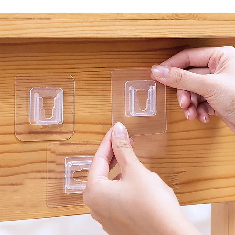 30/2Pcs Transparent Double-Sided Adhesive Hooks for Bathroom, Kitchen, Office