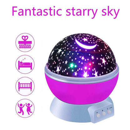 Auto Rotating LED Starry Sky Projector - USB Night Light for Table