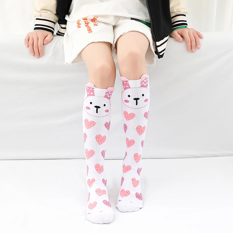 Cute Cartoon Kids’ Cotton Knee-High Animal Socks | Warm & Cozy