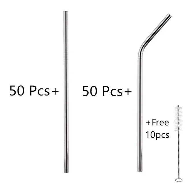 100pcs Reusable 304 Stainless Steel Straws | Colorful Eco-Friendly Metal Drinking Straws for Bar & Party | tonyfinger store