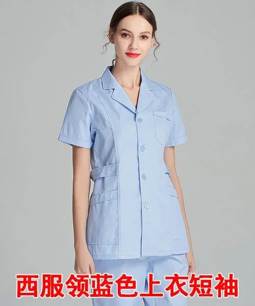 2024 Blue Long Sleeve Scrubs Top | Nurse Uniforms & Lab Coat for Women | Medical & Beauty Salon Workwear | tonyfinger store