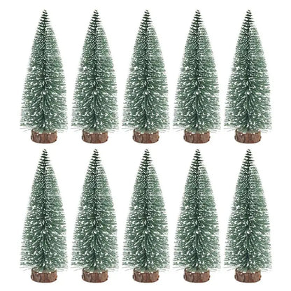 10pcs 15cm snow-covered mini christmas tree ornaments