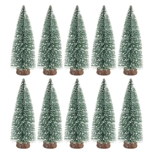 10pcs 15cm snow-covered mini christmas tree ornaments