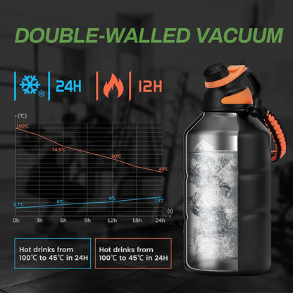 FEIJIAN 1.9L Stainless Steel Thermos Bottle - Hot & Cold, Gym-Ready with Rope