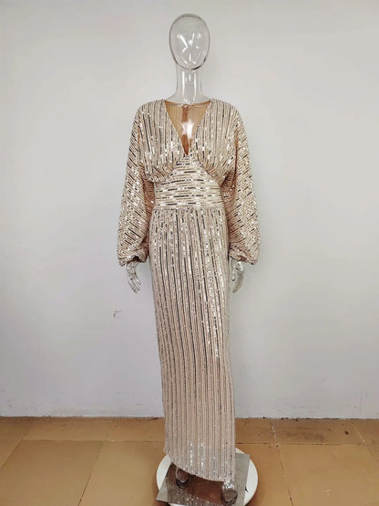 Elegant Long Sequin Evening Dress - Party, Bridesmaid, Wedding