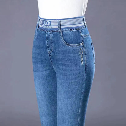 Korean Big Size 36 Straight Jeans Women Casaul Vintage Denim Pants Retro Trousers High Waist Vaqueros Stretch Kot Pantalones