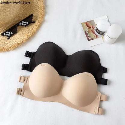 Summer Strapless Women Bras Back Bandage Design Sexy Chest Tops Wire Free Soft Breathable Brassiere Solid Invisible Bra