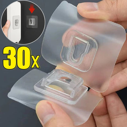 30/2Pcs Transparent Double-Sided Adhesive Hooks for Bathroom, Kitchen, Office