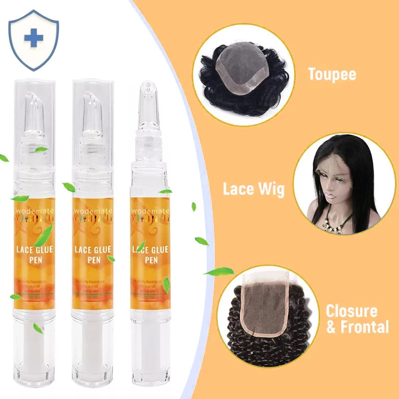 Lace Glue Pen Waterproof Wig Adhesive Invisible Hair Glue For Toupee Hairpiece+Wax Stick For Wig Baby Hair Finishing Cream