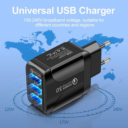 AIXXCO 5V 2A EU Plug QC 3.0 Fast Charger with LED & Dual USB