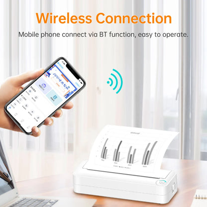 A4 Paper Printer Thermal Printing Wireless BT Connect Compatible with iOS and Android Mobile Photo Printer Support 210mm Wide