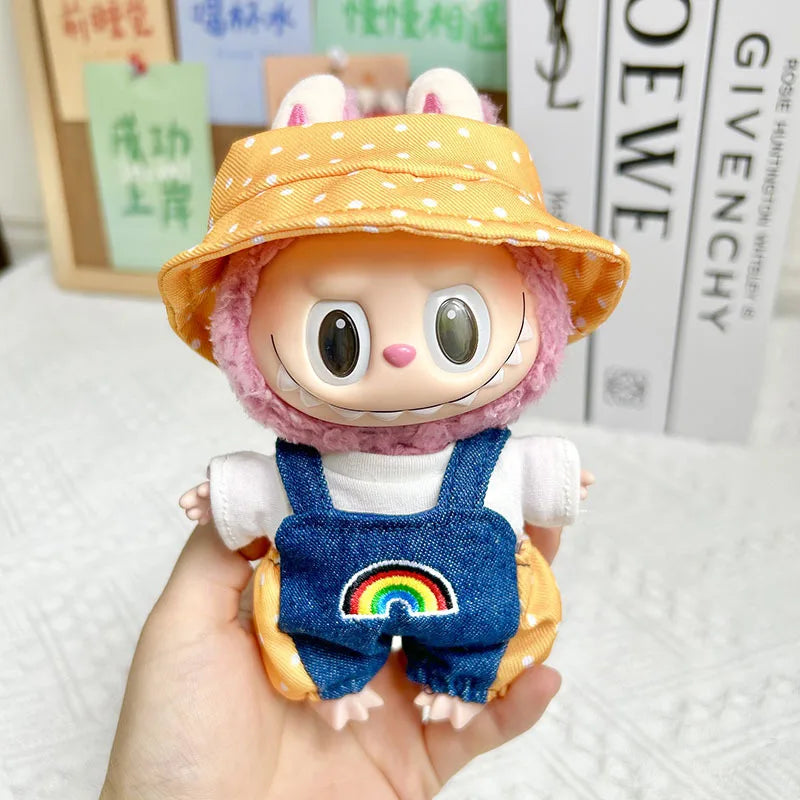 17cm Labubu Doll with Cute Clothes & Headgear | Cosplay Plush Cartoon Decor | Perfect Birthday Gift | tonyfinger store