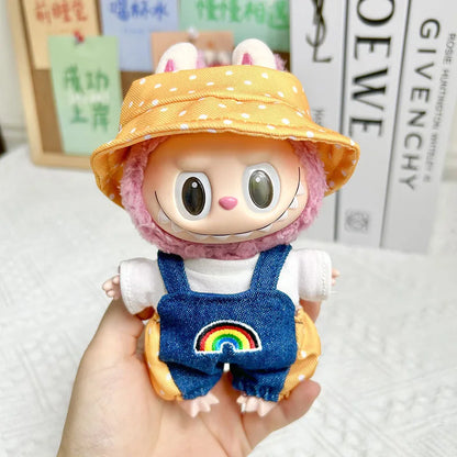 17cm Labubu Doll with Cute Clothes & Headgear | Cosplay Plush Cartoon Decor | Perfect Birthday Gift | tonyfinger store