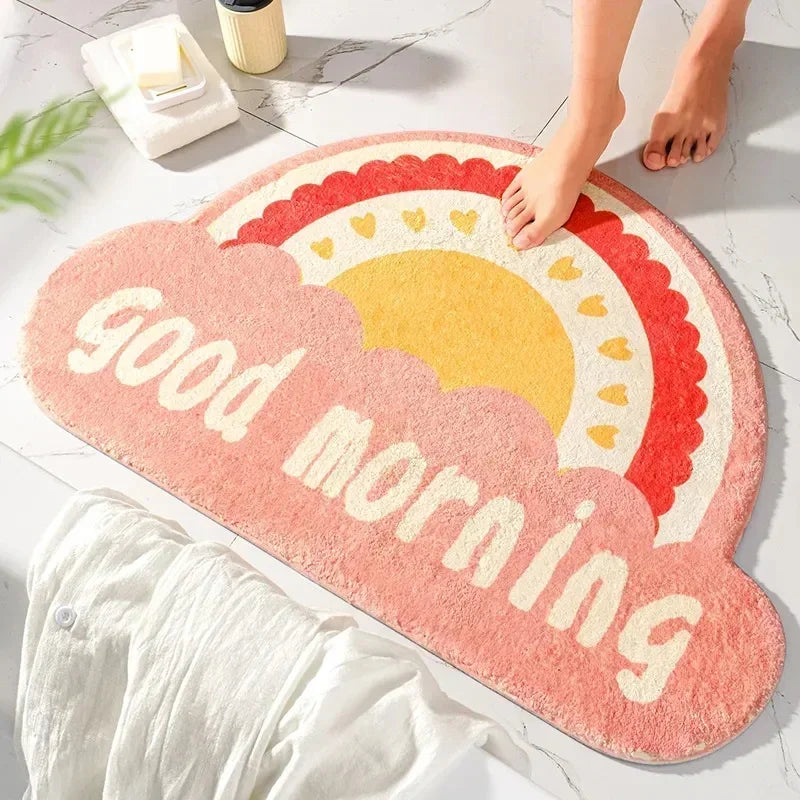 Cartoon Rainbow Bath Mat Soft Super Absorbent Bathroom Mats Non-Slip Kids Room Cute Decoration Doormat Kitchen Floor Rugs Bear