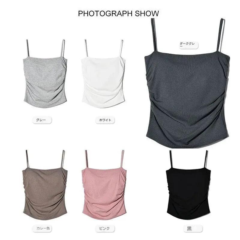 New Summer Simple Cotton Sling Camisole Women Girls Crop Top Sleeveless Shirt Lady Bra Tops Straps Skinny Camisole Base Best Top