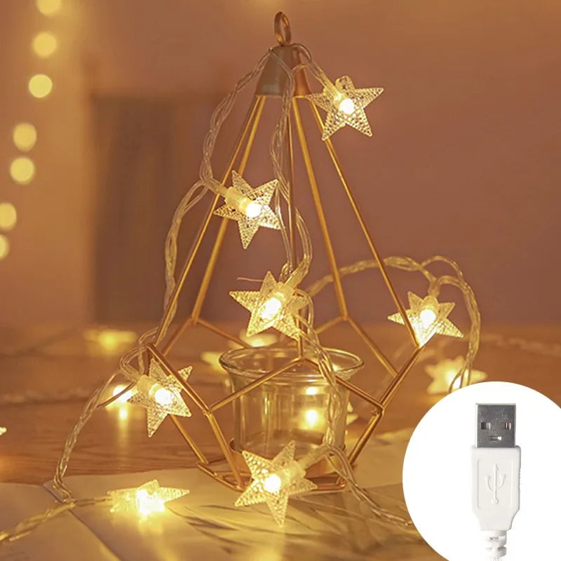 LED String Lights Outdoor Star Chain Lights Garland Lights Bulb