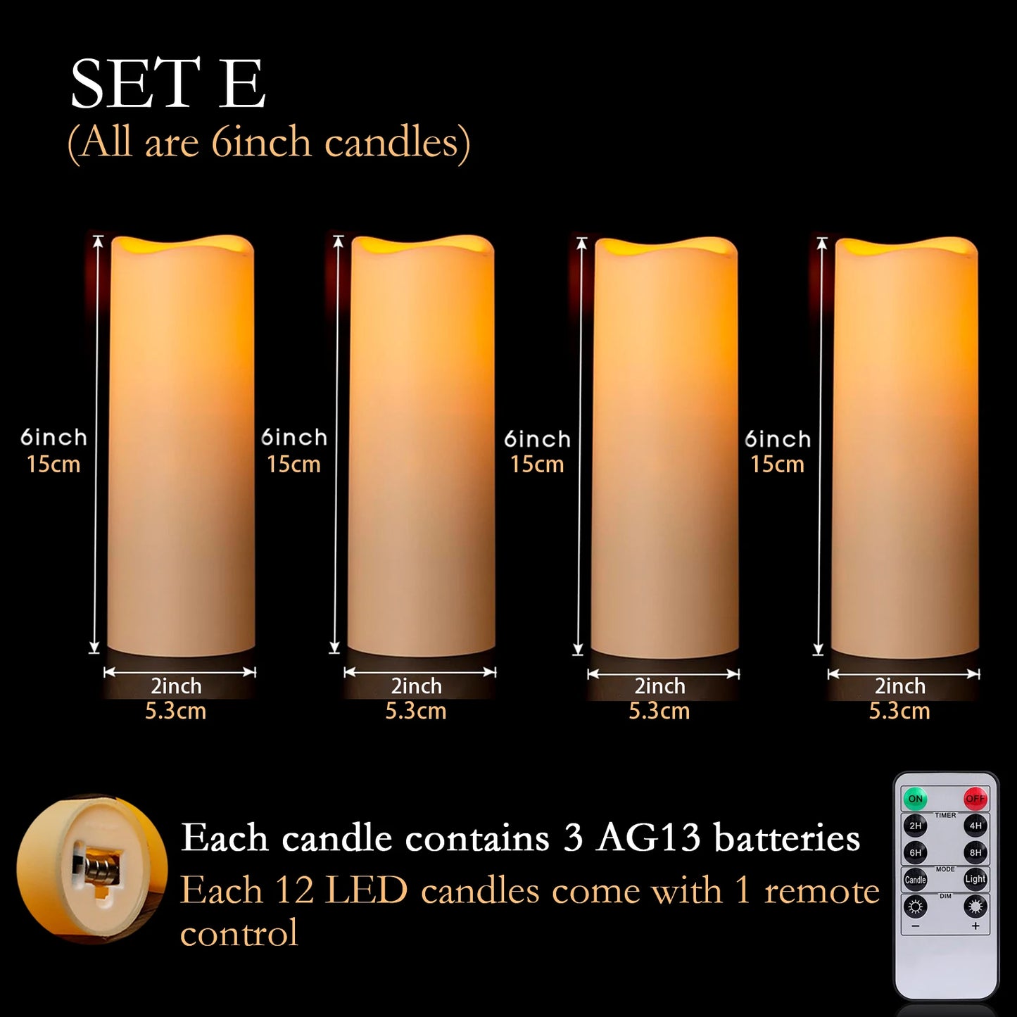 12-96Pcs Flameless LED Candles with Remote | Real Wax Pillar Battery Candles | Wedding & Fireplace Decor | tonyfinger store