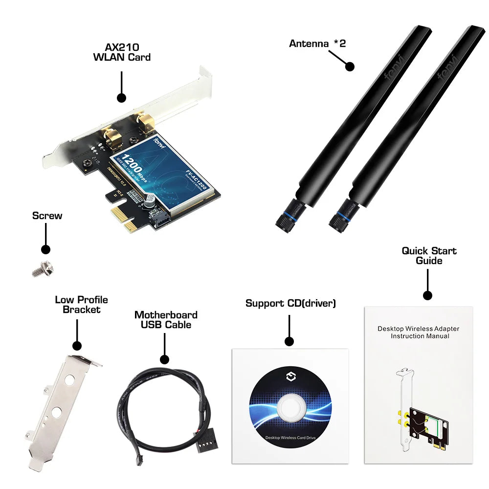 FENVI AC1200 Dual Band PCI-E Wireless Adapter - 2.4G/5GHz, Bluetooth 4.0, Windows 7-11