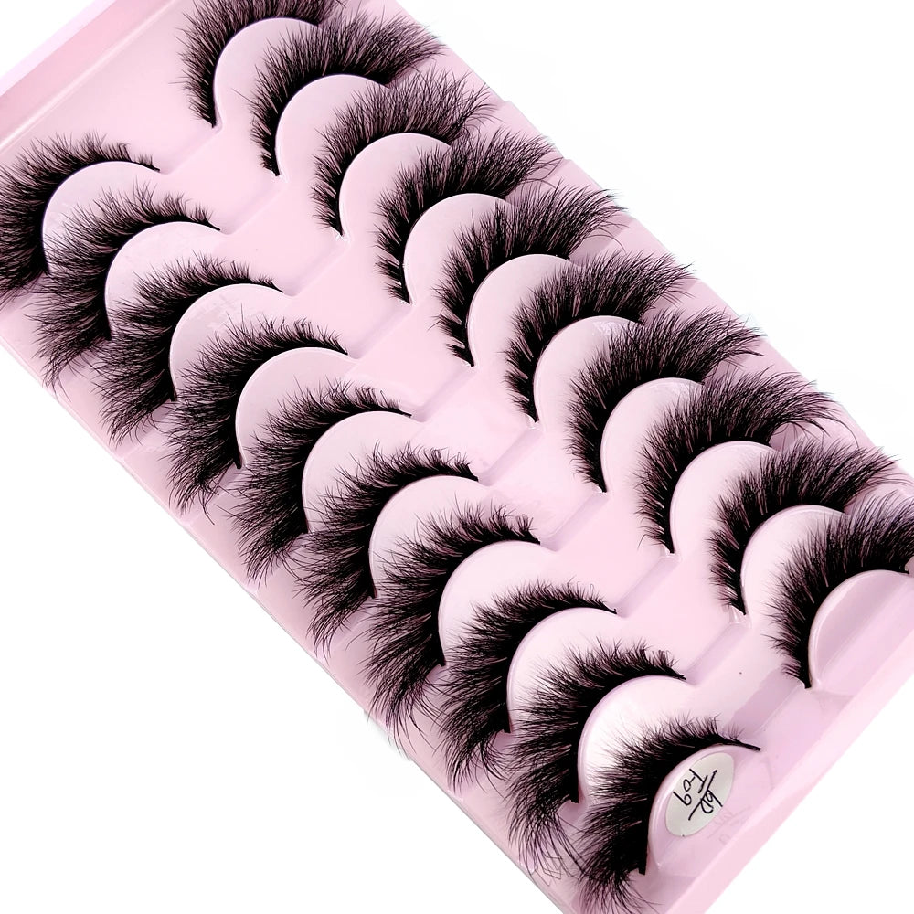 HBZGTLAD 3D Cat Eye False Lashes - 10 Pairs Fluffy Wispy Manga Eyelash Extensions